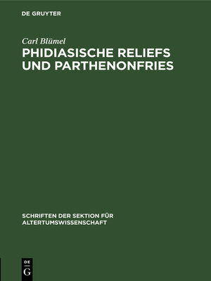 cover image of Phidiasische Reliefs und Parthenonfries
